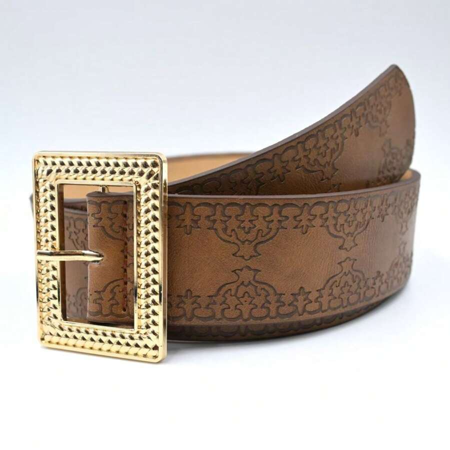 Vintage Floral Print Casual Belt, Suitable For Pairing With Y2K Jeans, Casual Wear For All Seasons
