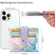 Slim Bifold Wallet RFID Credit Card Wallet Small Cute Card Holder For Women, Gradient Marble{"Color_name":"GradientMarble"} - 多色4 - 查看 6