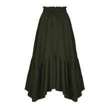 American  Women's Renaissance Pirate Skirt Medieval Long Flowy Maxi Skirt For Ren Faire Halloween Outfit With Pockets{"Color_name":"ArmyGreen","Size_name":"Medium"} - 軍綠色 - 查看 1