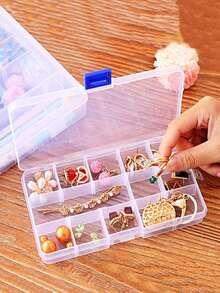 1 szt. Klasyczne plastikowe pudełko do przechowywania z zamknięciem na zatrzask – wielofunkcyjne, prostokątne pudełko na biurko do przechowywania biżuterii, koralików i artykułów do rękodzieła – nie wymaga prądu, pudełko do przechowywania na biurku | Klasyczny design | Przezroczyste plastikowe pudełko, pudełko na biżuterię (drobne zarysowania wynikające z rzemiosła są normalne i nie wpływają na użytkowanie)