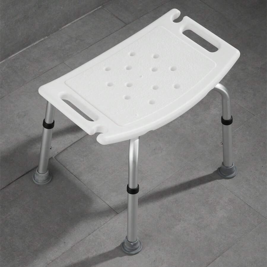 Silla de Ducha para Ancianos Taburete de  Antideslizante Plegable Especial para Personas Mayores Asiento de Baño Taburete - 6001 [Estilo Hogar] Blanco - Ajuste de altura de seis niveles + Patas antideslizantes - Ver 1