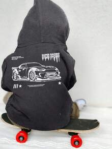 Áo nỉ dài tay in họa tiết phong cách thường ngày cho bé trai, có lớp lót giữ nhiệt, thích hợp cho mùa thu/đông - Thiết kế hình xe hơi cá tính. - Màu xám đen - Xem 7