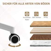 Reclining Office Chair, Upholstered Desk Chair, Height Adjustable Swivel Chair With Footrest, Load Capacity Up To 120 Kg, Faux Leather, For Office, Study, White - White - View 6