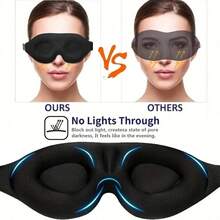 1pc Sleep Mask For Sleeping, Travel, Airline, Black No Nose Wing Eye Mask, 3D Stereo Light Blocking Eye Mask - Black - View 2