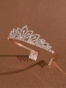 1pc Elegant Crown Party Bridal Crown Headband, Rhinestone Headpiece, Bride Hairpiece, Coronas, Tiara