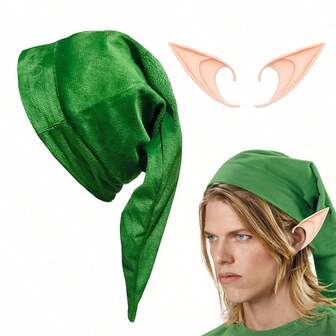 Un set de accesorios de disfraz de elfo con sombreros y orejas de gnomo - Divertidas propiedades de látex de elfos para cuentos, disfraces de cuentos de hadas, Halloween y vestimenta festiva navideña
