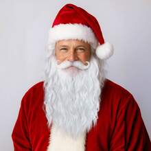 Fake Santa Claus Beard, Santa Claus White Beard, Magic OOld Man Gray Long Beard, Synthetic Fiber, For Halloween And Christmas Role Play Costumes - Multicolor - View 1