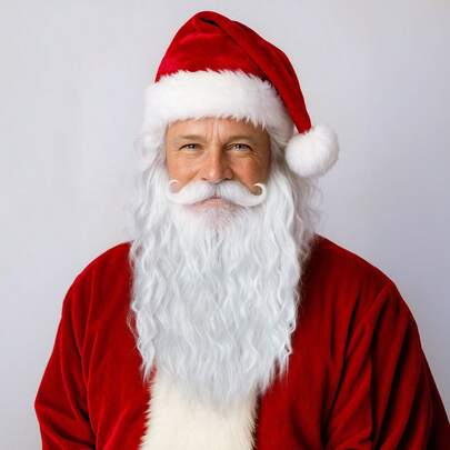Barba falsa de Papá Noel, barba blanca de Papá Noel, barba gris larga de anciano mágico, fibra sintética, para disfraces de Halloween y Navidad