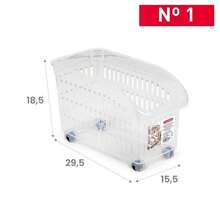 ZYLX SHOPPING – Organizadores Transparentes con Ruedas | Pack 2 Unidades | Cestas de Plástico Multiusos para Hogar y Oficina - transparente - Ver 4
