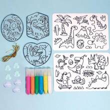 DIY Window Paint Art And Crafts Boys And Girls Drawing Jewelry Toys Making Kit Set Colored Sparking Plactic Glitter Charms Bracelet Accessories Inspired Gifts Pack Ideal Creative Activity Gift Easter Christmas Birthday Family Night Dinosaur Adventure Window Art