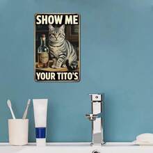 Funny Cat Tito's Vodka Tin Sign, Vintage Cat Lover Humor Bar Metal Sign Aesthetic Room Decoration For Home Bedroom Kitchen Bar Coffee Bathroom Wall Decor, 8 X 12 IN - 1 - View 5