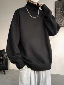 国内発送｜翌日配送！メンズ セーター 冬 ニット 長袖 タートルネック 冬服 秋服 あったか保温 厚手 ニットセーター メンズ秋服 ニットトップス おしゃれ - ブラック - チェックする 2