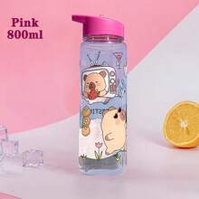 1 Pc Kawaii Capybara Printed Water Bottle, Cute Cartoon Design, PVC Immune Plastic, Round, Lightweight, Hand Wash Only, Very Suitable For Mountaineering Sports Outdoor Camping Tourism