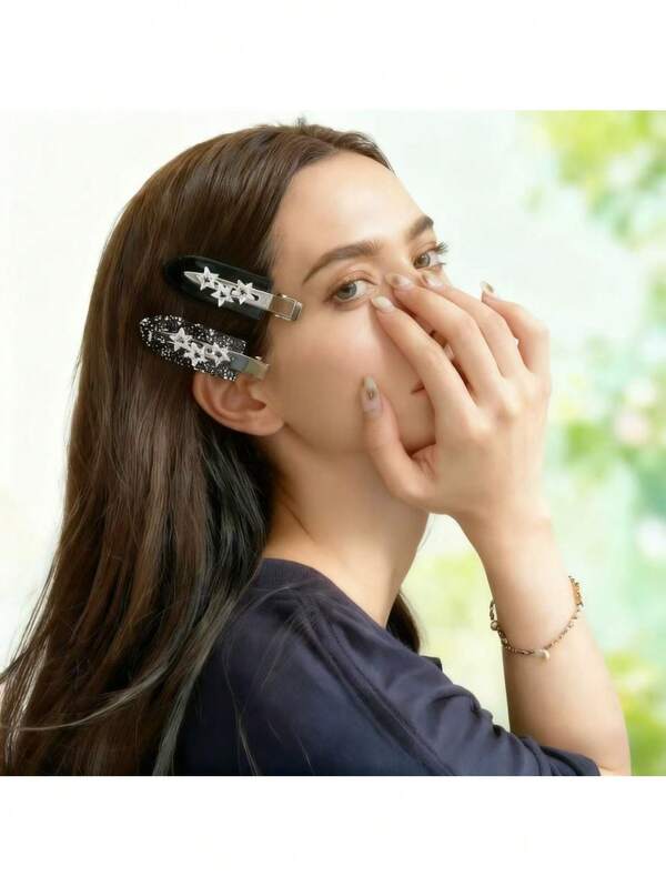 1 pieza Pinza de pelo con brillo, rhinestone en forma de estrella, pinza sin rastro de ácido acético, clip de pelo con destello fino, clip de cocodrilo de moda retro, versátil para flequillo, accesorio de pelo, accesorio de pelo de mujer para otoño e invierno, adecuado para uso diario, escuela, vacaciones en la playa, trabajo, viajes, fiestas, cumpleaños, vuelta al cole, salir, pinzas de garra