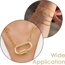 10pcs Screw Carabiner Lock Charms, Golden Necklace Lock Clip Keychain Clip Hook Metal Oval Keyring Holder Clasp For DIY Necklace Bracelets Jewelry Making - 金色 - 查看 3