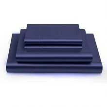 Silky Soft Pink Twin XL Satin Bed Sheets Set, 1 Deep Pocket Fitted Sheet + 1 Flat Sheet + 1 Pillowcase,  In 2025 - Navy Blue - View 3