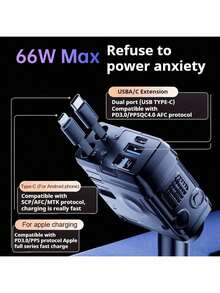 1 pieza Cargador de coche súper rápido, Adaptador de carga de 3 en 1 con pantalla mecánica, 4 en 1 encendedor de cigarrillos (2 estilos aleatorios) - Unitalla - Ver 2