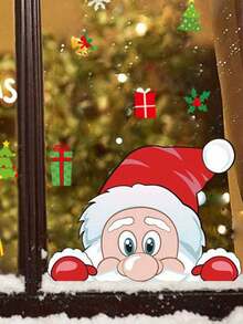 Weihnachtsdekoration Schneeflocken Aufkleber, Weihnachtsmann, Rentier, Schneemann statische Fensteraufkleber