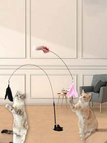 1pc Cat Teaser Wand Toy, Pet Artificial Feather Bell Replacement, Suitable For Cat Exercise And Entertainment, Handheld Teaser Wand With Replaceable Insect-Shaped Wand Heads - Multicolor - View 17