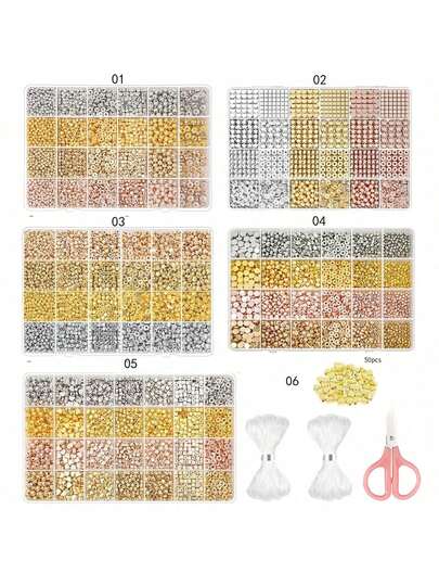 2000+Pieces Gold Spacer Beads Set, Assorted Bracelet Beads Round Beads Star Beads Gold Beads For Bracelet Jewelry Making(Gold, Sliver, Rose Gold, KC Gold)