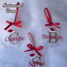 Ornament de Crăciun personalizat, din acrilic transparent, cu inițială/nume, un cadou minunat pentru familie, prieteni, colegi, angajați și multe altele! - Multicolor - Vizualizare 1