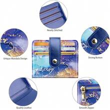 Slim Bifold Wallet RFID Credit Card Wallet Small Cute Card Holder For Women, Blue Painting{"Color_name":"BluePainting"} - Multicolor12 - 查看 8