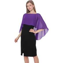 Baoqiya Women's Capelet Shawls And Wraps For Evening Dresses Soft Bridesmaid Shawl Chiffon Cape Wedding Cover Up{"Color_name":"Purple3"} - 紫色3 - 查看 3
