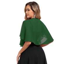 Women's Soft Chiffon Capelets Shawls And Wraps For Evening Wedding Cape Bole Cover Up{"Color_name":"DarkGreen"} - 深綠色 - 查看 7
