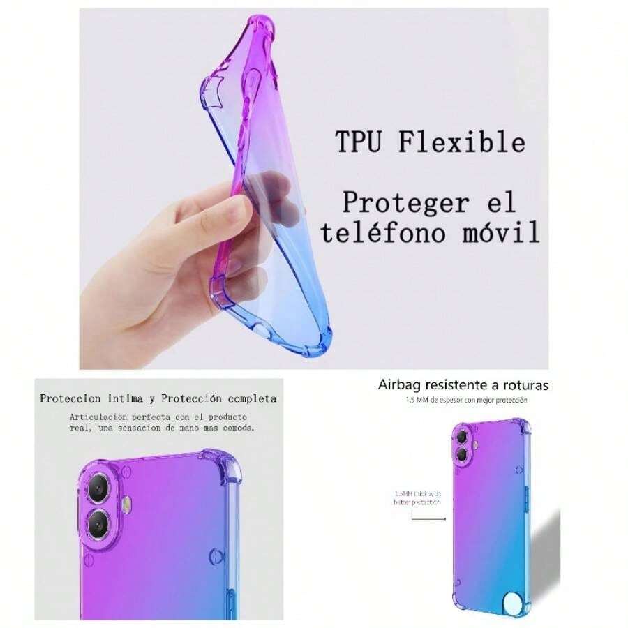 Funda para Nothing Phone 2A Case Uso Rudo, Transparente Colores Degradados Protectora de Cmara Anticada Carcasa BumperPrpura Azul - Teléfono 1 de CMF - Ver 1