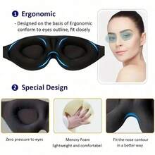 1pc Sleep Mask For Sleeping, Travel, Airline, Black No Nose Wing Eye Mask, 3D Stereo Light Blocking Eye Mask - Black - View 6
