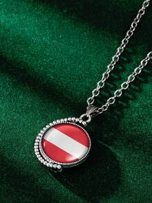 1 Pc Of National Flag Pendant Necklace For Men And Women Couple Lovers , Daily And Street Style National Day Celebration Wearing, Feast Festival Birthday Gift For Brothers Classmates Boyfriend Girlfriend, Retro Unique Traditional Celebrity Style Jewelry - National Flag - View 57