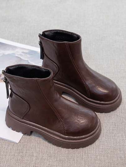 1 Pair High Quality Fashion Girls Short Boots Boots, New Autumn/Winter 2025 Collection, Children Soft Bottom Casual Sports Boots, Toddler/Big Kid Leather Boots, Waterproof Anti-Slip Sports Leather Boots