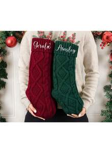 1pc,2025 Family Christmas Stockings, Personalized Christmas Stocking, Embroidered Xmas Stockings, Holiday Stocking, Monogram Stocking Ornament - Multicolor - View 9