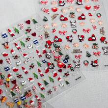 Miếng dán móng nghệ thuật Giáng sinh 2025 5D 1 miếng dán móng tay hình ông già Noel nổi hình cây thông Noel với pha lê 1 miếng dán móng tay hình gấu dễ thương hình kẹo que bông tuyết hình Giáng sinh dùng để trang trí móng tay ngày lễ - Nhiều màu - Xem 10