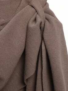 女士围巾风格时尚休闲不对称超宽松针织夹克毛衣开衫外套上衣 - 淺卡其 - 查看 6