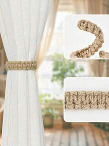 1/2 Stück Vorhanghalter, elegante und modische flexible Jutefensterbehandlung Halter, handgeflochtene Vorhangbänder Gardinenklemmen Heimgebrauch Außenbereich Schlafzimmer Büro dekorative Vorhanghalter Heimdekoration - Verschiedenfarbig - Übersicht 6