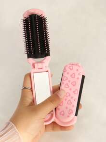 1支粉色爱心折叠梳，含小镜子，小巧便携，适合女性，返校季、旅行度假必备，女士美发配件，梳子，发刷，边缘梳，梳头，梳子，梳理头发，解结梳，球形梳，迷你发刷套装，木梳，发刷，迷你发刷，解结梳，发刷，美发产品，美发工具，美发用品，护发，卷发梳，美发设备，小梳子，迷你发刷，旅行必备，发型，美发，发刷，后梳，造型梳，卷发梳，边缘梳，梳子，梳头，发刷套装，梳理头发，卷发梳，解结梳，女士发刷，头发，旅行，美发产品，美发工具，美发用品，理发师，理发配件，理发店，美发设备 - 彩色 - 查看 9