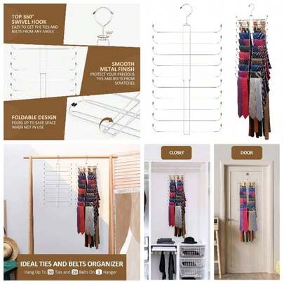 Tie Rack Belt Hanger Closet, 2 In 1 Tie Hanger Belt Organizer With 40 Capacity, Heavy Duty Space Saving Closet Organizers And Storage, Silver