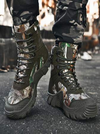 New Vintage Classic Anti-Slip Men's Outdoor Casual Hiking Camouflage Boots, Autumn/Winter