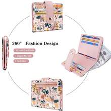 Slim Bifold Wallet RFID Credit Card Wallet Small Cute Card Holder For Women, Pink Flowers{"Color_name":"PinkFlowers"} - 多色16 - 查看 7