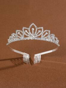 1pc Elegant Crown Party Bridal Crown Headband, Rhinestone Headpiece, Bride Hairpiece, Coronas, Tiara