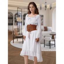 Bbonlinedres Womens Corset Belt Renaissance Costume Lace-Up Elastic Underbust Wide Waist Cincher Belts{"Size_name":"Large","Color_name":"Brown"} - 棕色大號 - 查看 6