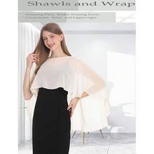 Baoqiya Women's Capelet Shawls And Wraps For Evening Dresses Soft Bridesmaid Shawl Chiffon Cape Wedding Cover Up{"Color_name":"PaleChampagne"} - 說香檳 - 查看 7