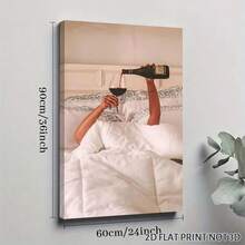 2D Flat, Posters & Prints 1pc Woman Drinking Wine In Bed Framed Wall Art - Canvas Prints Poster, Ideal For Home, Office Wall Decor, Family Gift, Living Room Bedroom Wall Decor - Nhiều màu - Xem 10