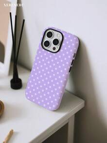 xercxerc Polka Dot Pattern 2-In-1 Hard PC Outer & Soft TPU Inner Layer, Large Window, Matte & Glossy Finish For IPhone 11, 12, 13, 14, 15, 16, 17 Pro, Pro Max, Air - 紫色 - 查看 1
