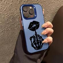 Compatible With IPhone 17 Pro Max 16 Plus 15 14 13 12 11 Air E Skull Hand Lip Tattoo Durable Shockproof Anti-Scratch PC Protective Case - màu đen - Xem 9