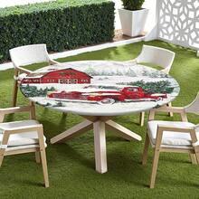 Water-Resistant Round Tablecloth With Elastic Edge For 40-44" Tables - 禮品紅卡車 - 查看 3