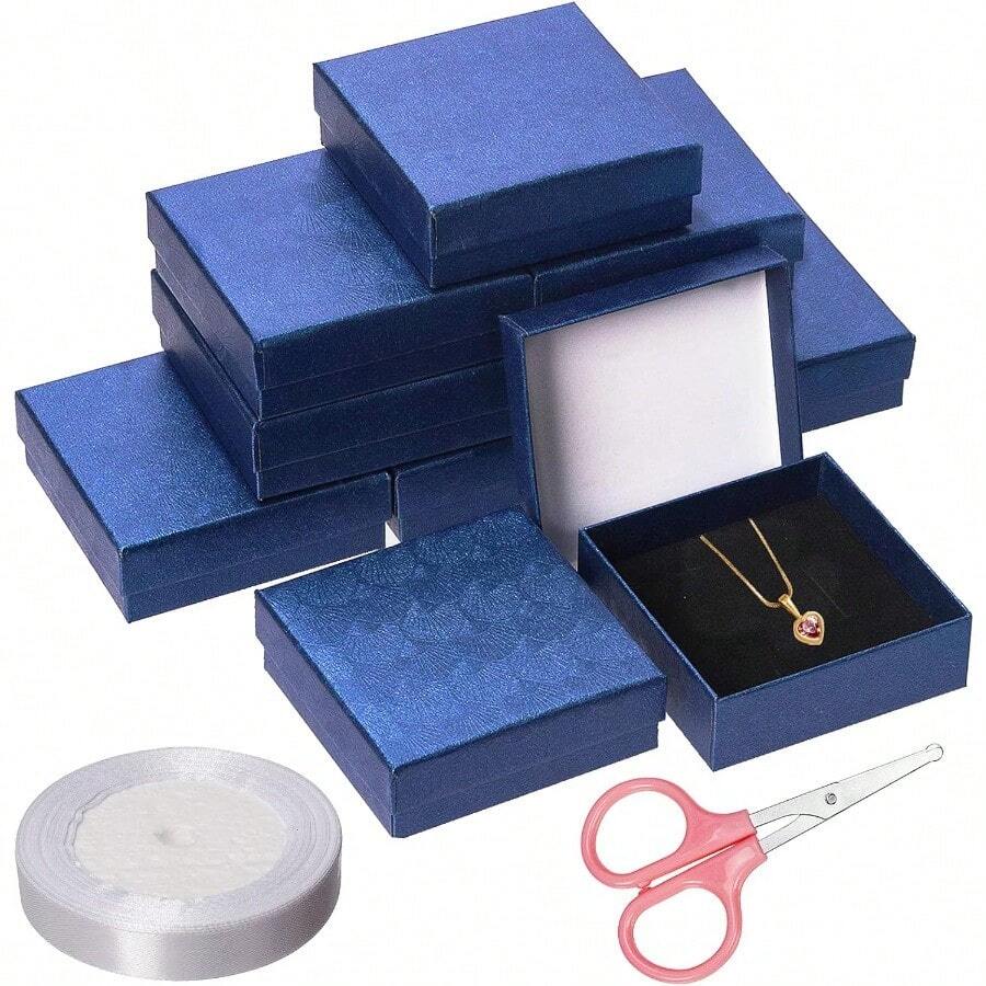 Glarks 12pcs Jewelry Gifts Boxes Kit 3.5 X 3.5 X 1.1in Jewelry Boxes For Ring Earring Jewelry Christmas Birthday Anniversaries Valentine S Day Mother S Day And Other Festivals - BabyBlue - View 1
