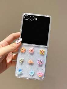 1pc Fashionable And Simple Drop Glue Ocean Element Folding Phone Case, Can Protect And Prevent Falling: Galaxy Z Flip 3/Z Flip 4/Z Flip 5/Z Flip 6/Z /Galaxy Z Flip7 FE