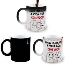 Caneca Mágica Presente Casais Namorados Partilhar a Vida Boa - Branco - Visão 2